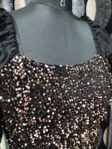 Sequin Puff Sleeve Party Top