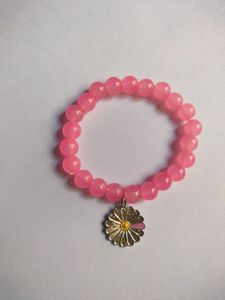 Pink Beds Bracelet With Flower
