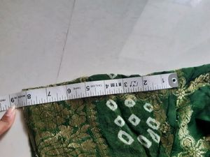 Full Ready Green Bandhani With Stitching Blouse