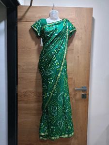 Green Bandhani Saree💚