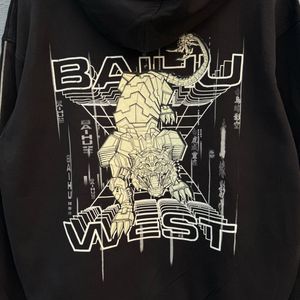 Black Graphic Print Hoodie