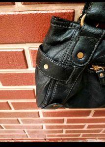 Classic Black Leather Shoulder Bag