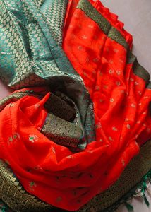 Elegant Poly Silk Orange Saree  Traditional Design
