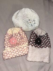 Handmade Knitted Beanies (Set of 3)