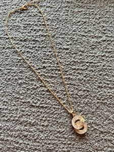 Gold-Plated S Pendant Necklace – CZ Baguette Dets