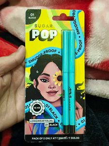 SUGAR POP Longwear Kajal - 01 Black set of 2 ( 9 m