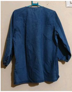 Embroidered Denim Tunic Top