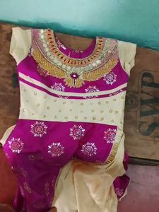 Ethnic Dress - Purple and Cream