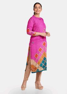 Pink Printed Kurta Unstitched