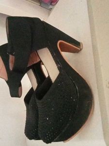 Black Rhinestones Heels