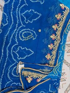 Blue Bandhani Kurta Set