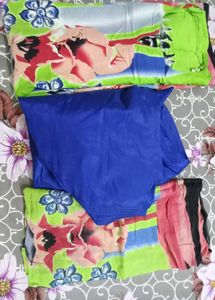 Parrot Green Kurta Dupatta With Blue Bottom