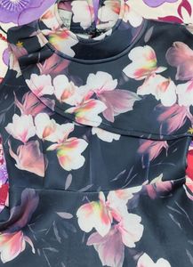 Floral Ruffle Mock Neck Dress