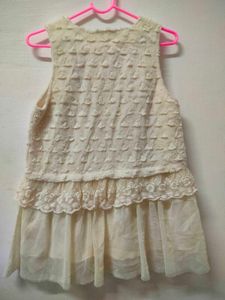 Cream Lace Dress with Flower Detail