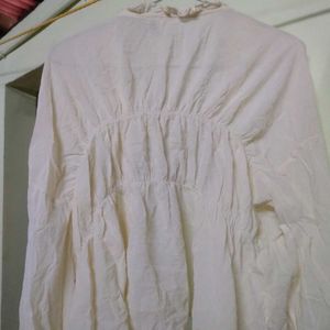 Cream Jacket with Ruffle Detail