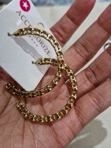 Golden Mirror Work Partywear Earrings