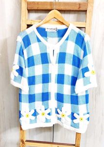 Blue Chek Design Sweater Size-38