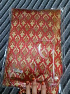 Elegant Red &amp; Beige Saree Fabric💞