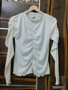 Stylish White Ruched Top