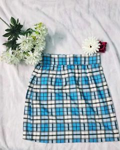 Blue Plaid Mini Skirt