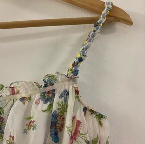 White Floral Print Tank Top