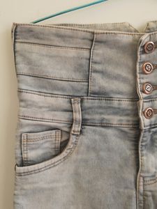 High-Waisted Button Jeans