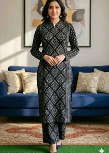 Elegant Black Printed Kurta Set