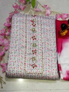 Unstitched Cotton Suit With Bottom And Dupatta. No Coins ❌ Only Cash ✅