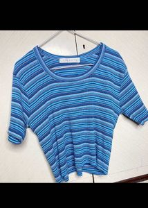 Blue Striped Casual T-Shirt