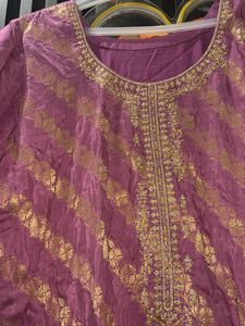 Purple Embroidered Kurta Set Inside Margin