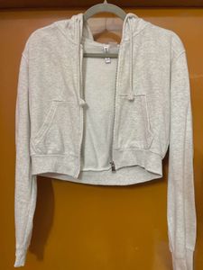 H&amp;M  Grey Cropped Zip-Through Hoodie (Size - S)