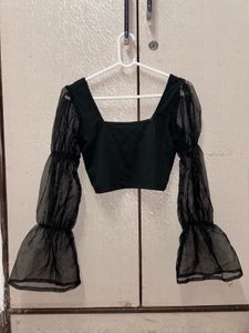 Chic Black Puff Sleeve Top