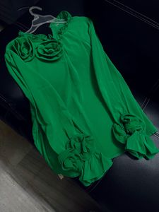 Elegant Green Floral Blouse