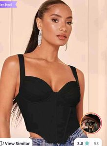 Black fitted corset crop top