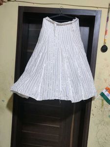 White &amp; Gold Stripe Skirt