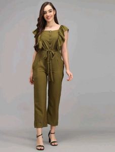 Olive Ruffle Jumpsuit