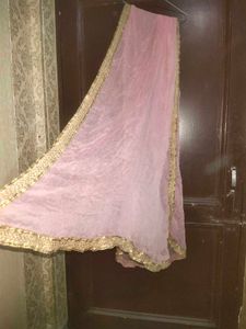 Women Light Pink Chiffon Dupata With Gota Patti