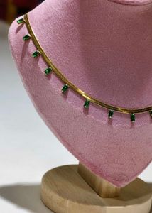 Baguette embellishedsnake link necklace