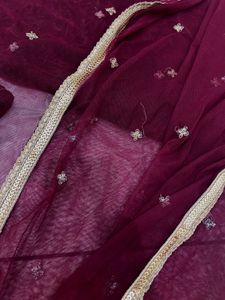 Premium Maroon Velvet Suit With Net Duppata