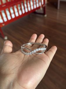 Rhodium-Plated  American Diamond Kada Bracelet