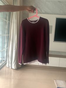 Burgundy Long Sleeve Knit Shirt Boy Age 8-10