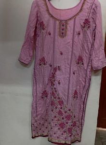 pink Embroidered Kurta with salwar