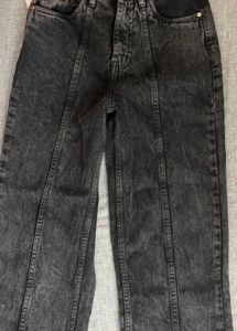 NewMe Charcoal Grey Solid Baggy Jeans- Size 26