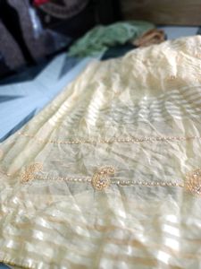 Golden Yellow Saree with Free Leggings