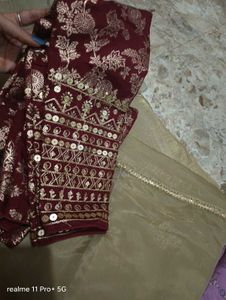 Maroon Floral Blouse &amp; Saree