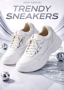 Trendy White platform Sneakers