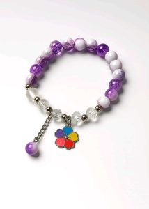Beaded Bracelet with Flower Charm