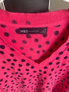 Pink Polka Dot V-Neck Sweater