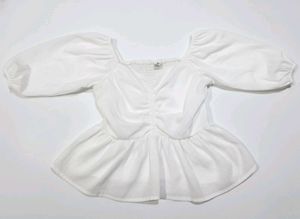 White Off-Shoulder Peplum Top