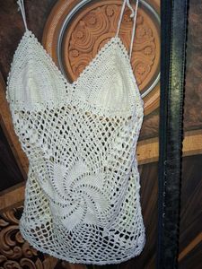 White Crochet Mini Dress